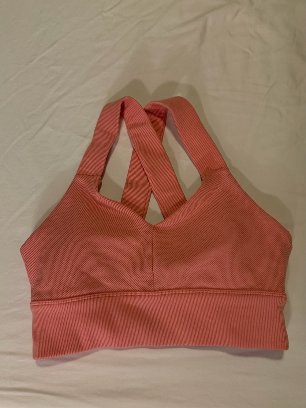 ALO Yoga Ribbed Crisscross Sports Bra - Coral Pink